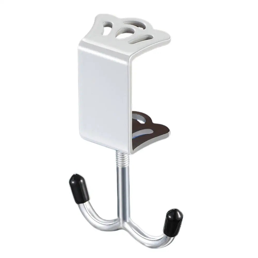 Desk Clamp Hook Headphone Holder Iron Double Hooks Under Adjustable Qme White