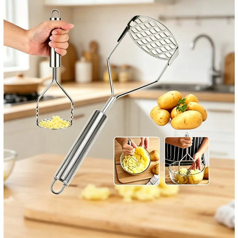 Stainless Steel Manual Potato Masher Potato Pumpkin Sweet Potato Masher Fruit and Vegetable Pressing Tool Kitchen Gadget Qme