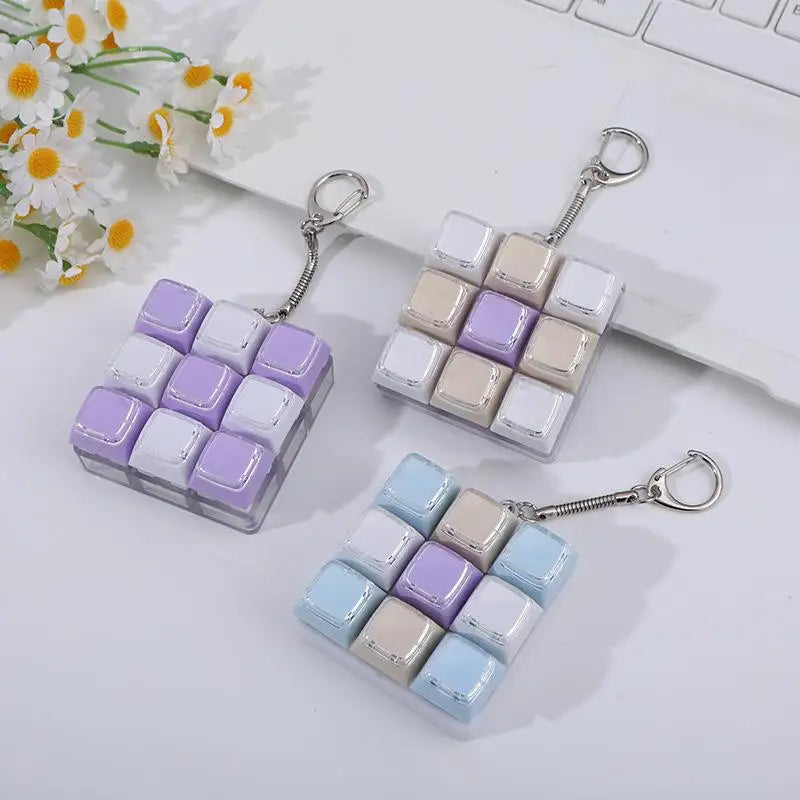 9 Keys Mechanical Keyboard Keychain Cute Creative Stress Relief Toy Qme