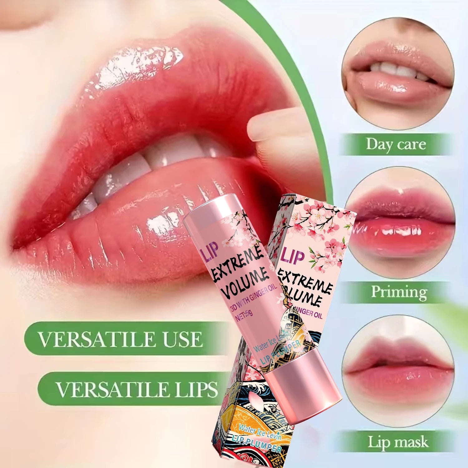 Lip Extreme Volume 3D Cream with Ginger Oil for Plumping & Moisturizing, Day & Night Use, Non-Sticky Smooth Lips. Qme