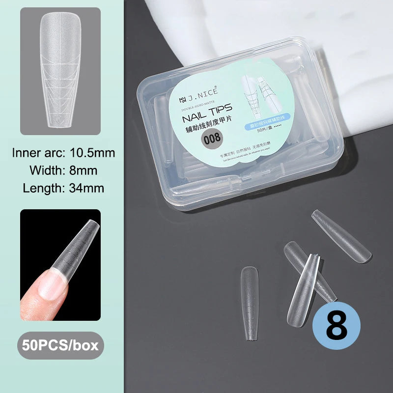 Fake Nails Long Trapezoid Auxiliary Lines Box Acrylic Finger UV Gel Qme 8