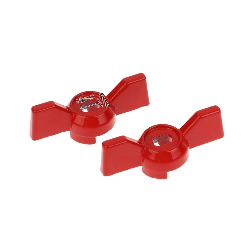 2Pcs Aluminum Handle Valve Handle Ball Valve Handle Wrench Red Butterfly Handle Accessories Qme 10x6MM Hole
