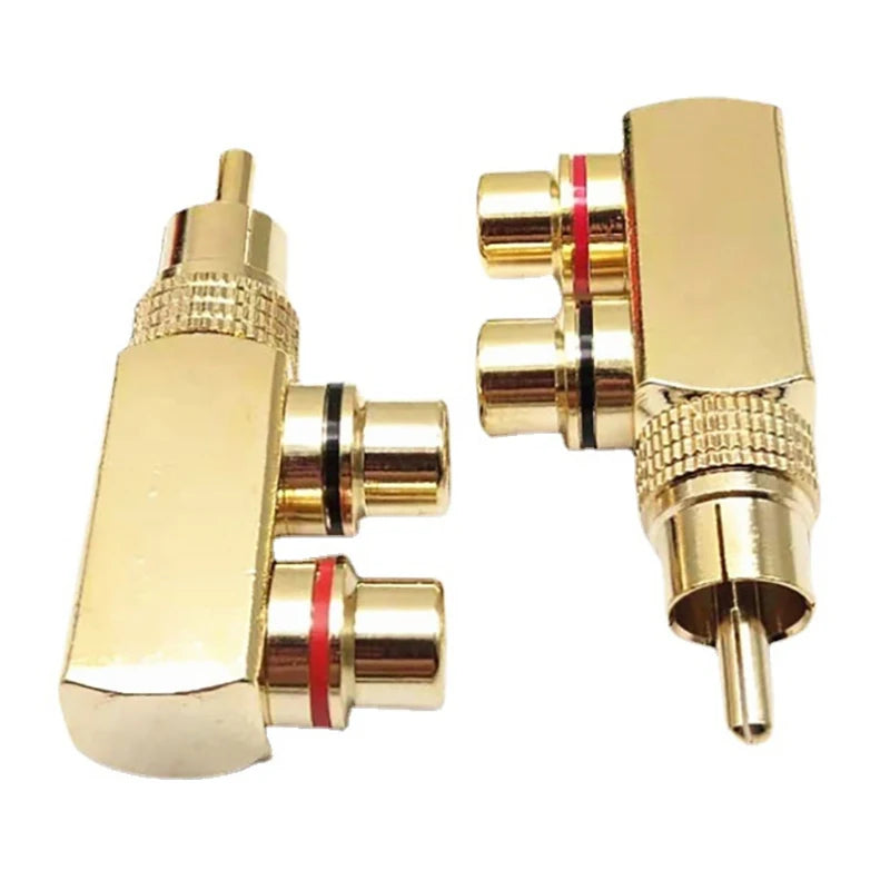 Gold Plated AV Audio Splitter Plug RCA Adapter 1 Male 2 Female F Qme Default Title