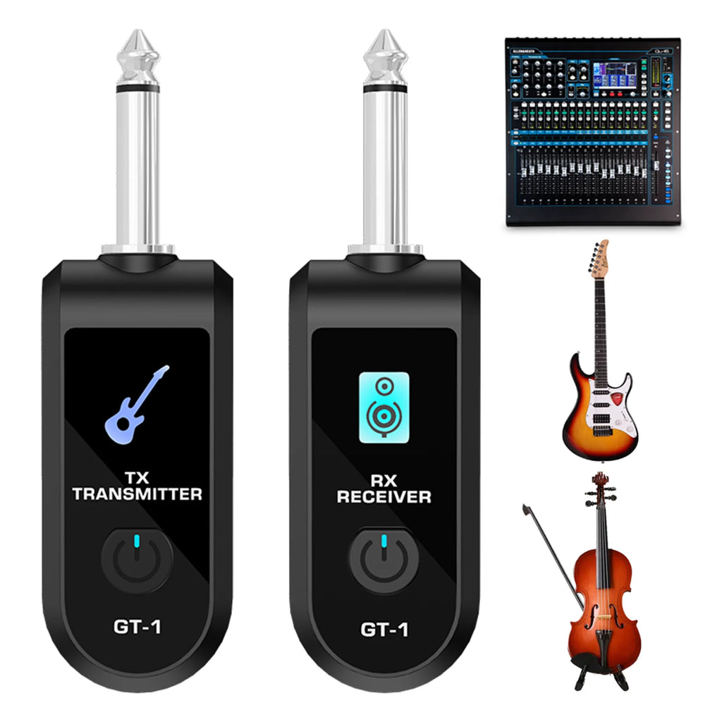 2.4G Wireless Guitar Audio Transmitter Receiver with Precise Sound Rechargeable Digital Guitar System for Electric Instruments Qme