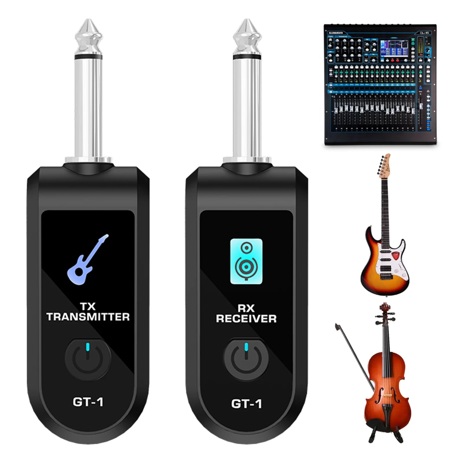 2.4G Wireless Guitar Audio Transmitter Receiver with Precise Sound Rechargeable Digital Guitar System for Electric Guitar Bass ﻿ Qme