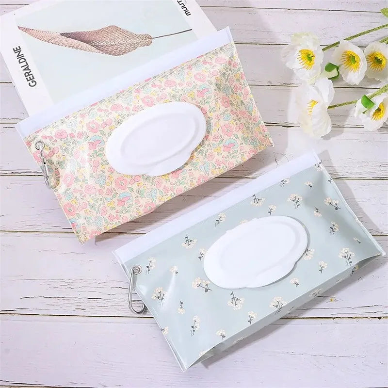 EVA Baby Wet Wipe Pouch Portable Wipes Holder Case Flip Cover Snap-Strap Reusable Refillable Cosmetic Pouch Useful Tissue Box Qme