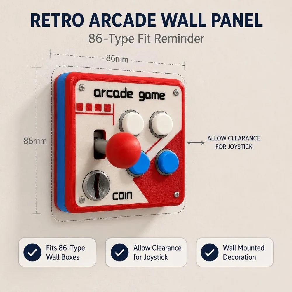 Retro Arcade Joystick 3D Printed Light Switch Cover 86 Wall Plate Qme