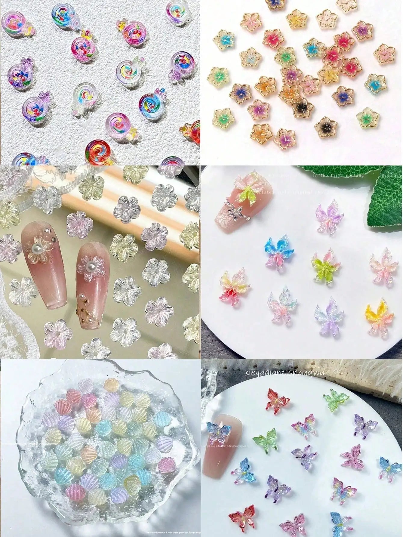 20 30 50 Luminous Ice Flowers Nail Charms Translucent 3D Resin Floral Qme