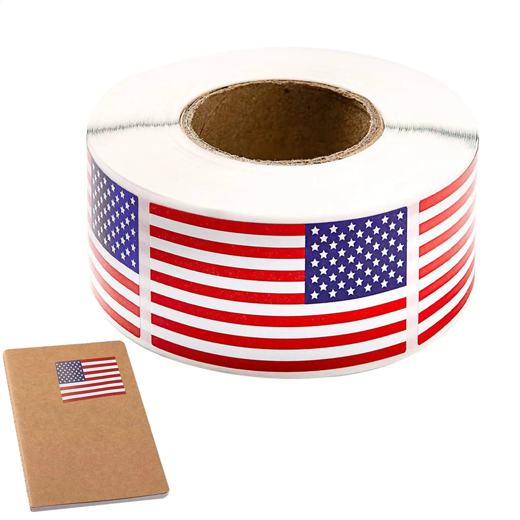 US Flag Decals For Vehicles 1.2x2inch Patriotic Car Decals 250 Per Roll Automotive Bumper Adhesive Badges For Independence Day Qme