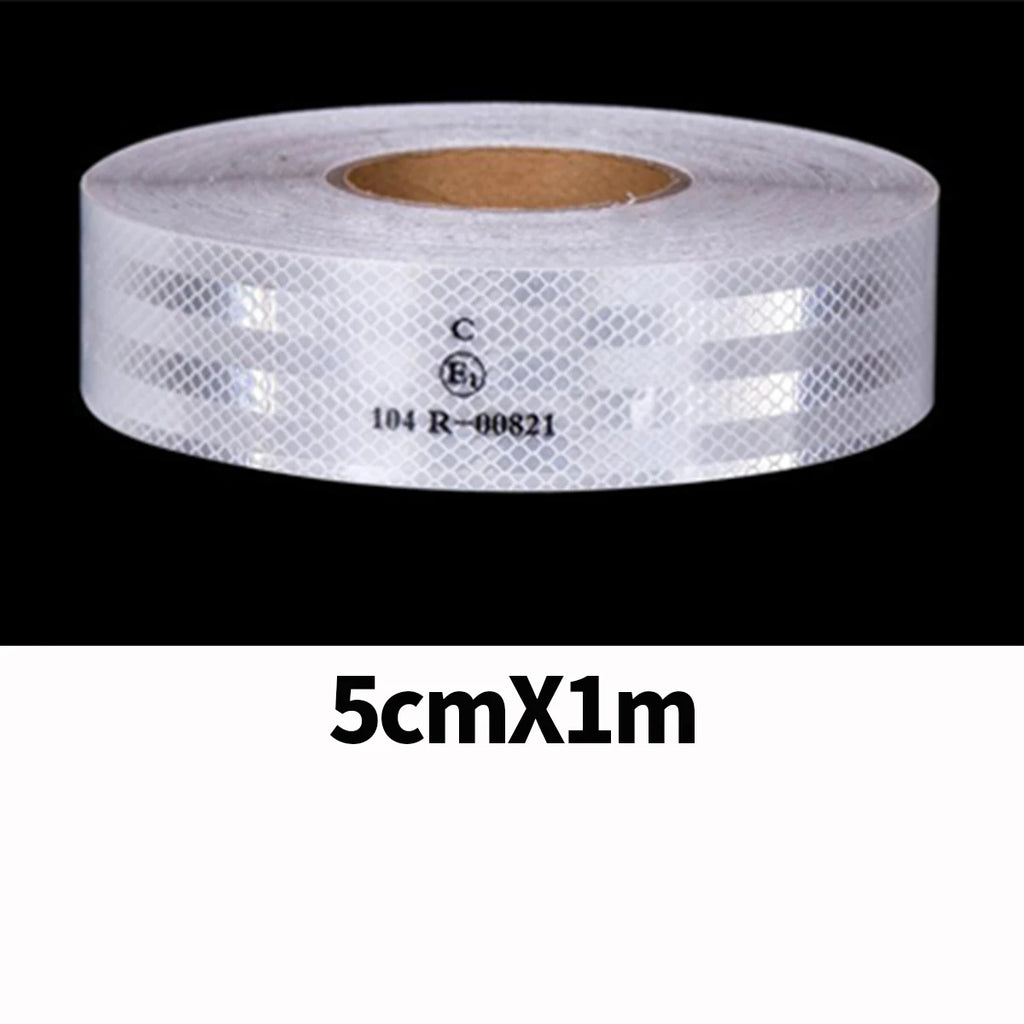 High Intensity Reflective Adhesive Tape Conspicuity Warning Car Stickers Reflectors Strip For Truck Trailer Safety Acce Qme White-5cmX1m