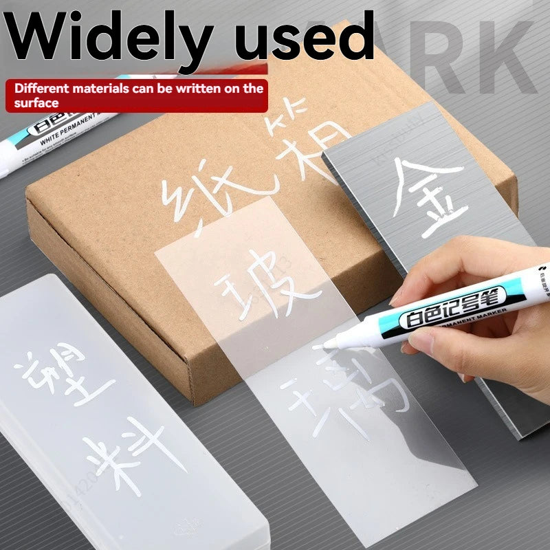 1/10/20Pcs White Permanent Paint Marker Pens 0.7/1.0/2.5mm Tip Waterproof for Glass Stone Metal Plastic Leather DIY Art Craft Qme