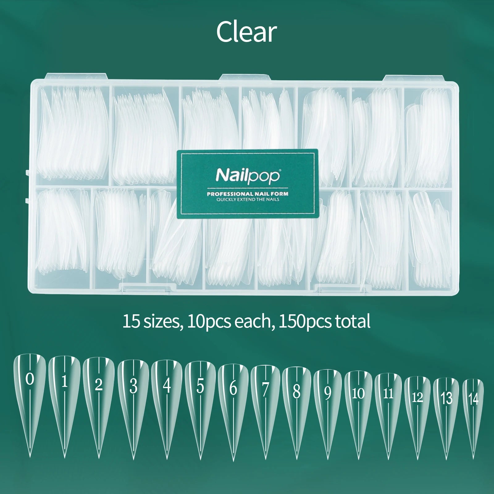 Nailpop 6in1 French Nail Dual Form 6 Shapes Reusable Gel Extension Qme JM31-Clear 150