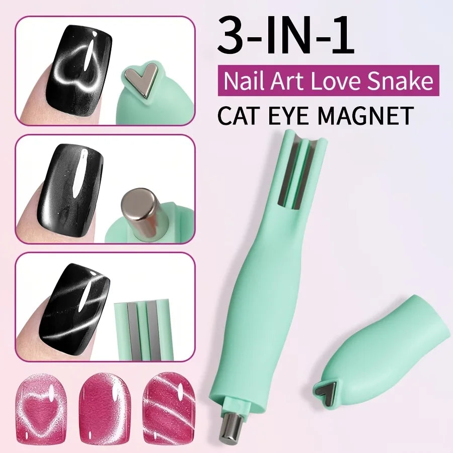 3-in-1 Heart-shaped Multi-functional Cat-eye Nail Magnet Multiple Qme