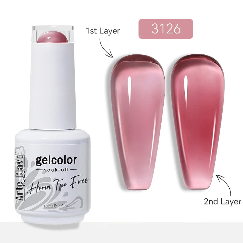 Arte Clavo Jelly Transparent Gel Nail Polish Summer Nude Pink Semi
