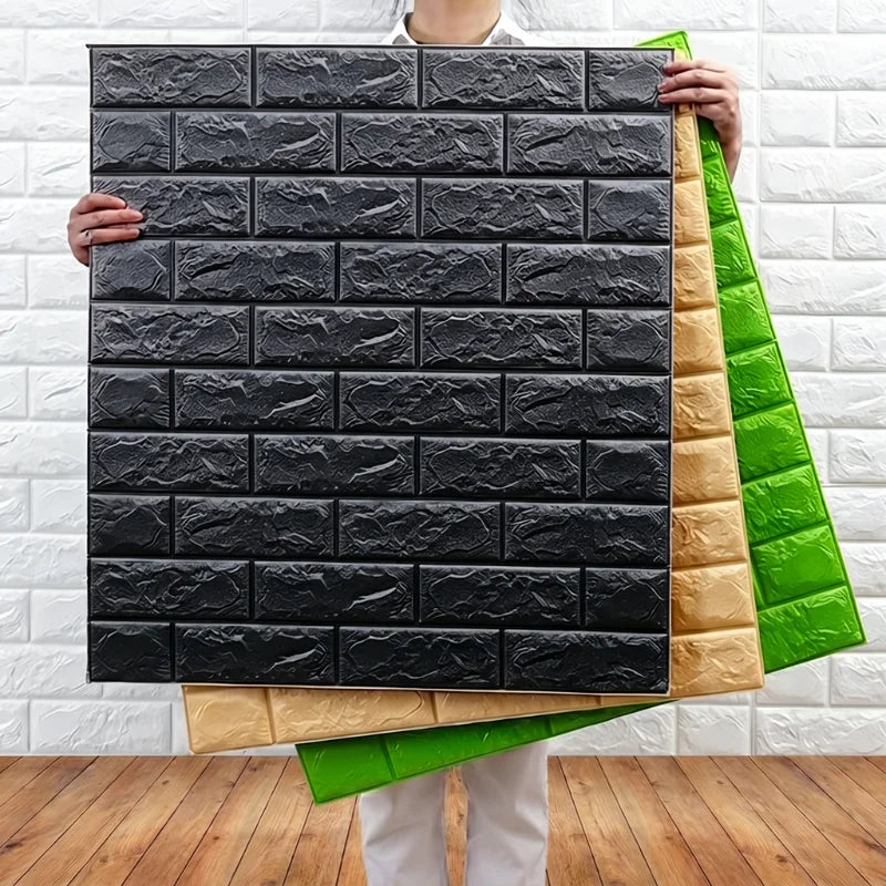 3D Brick Pattern Wallpaper 77x70cm 1- Self Adhesive Wall Sticker Qme