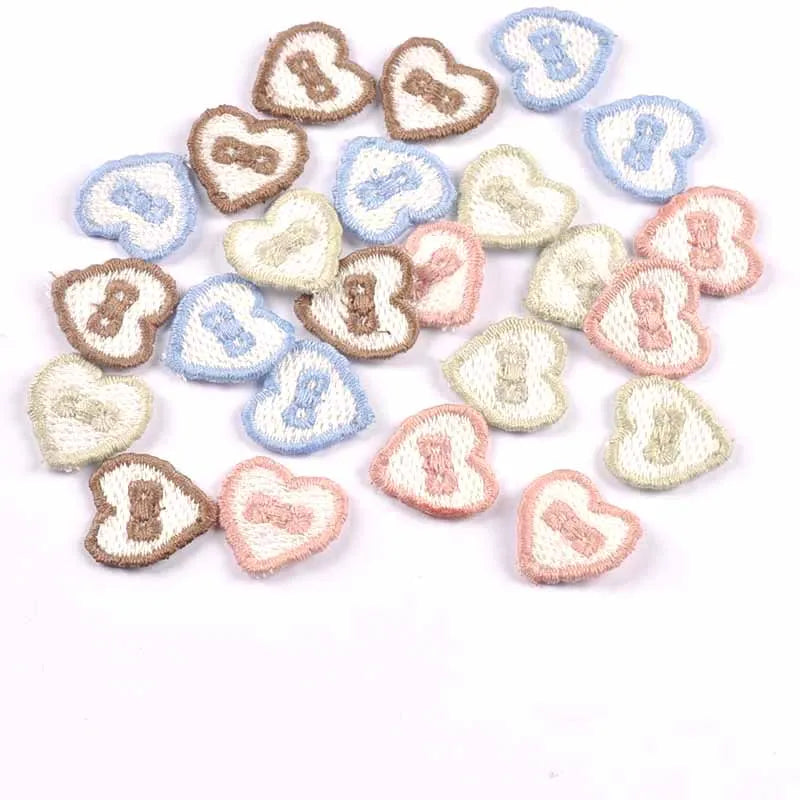 30pcs 20x20mm Heart Bow Embroidered Appliques,Sewing Decoration for DIY Clothes/Hair Accessories No Glue cp4303 Qme