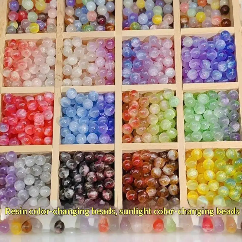 10mm UV Reactive Cat Eye Resin Round Beads 10Pcs Color Shift Spacer Beads DIY Handmade Jewelry Making Accessories Charms Qme