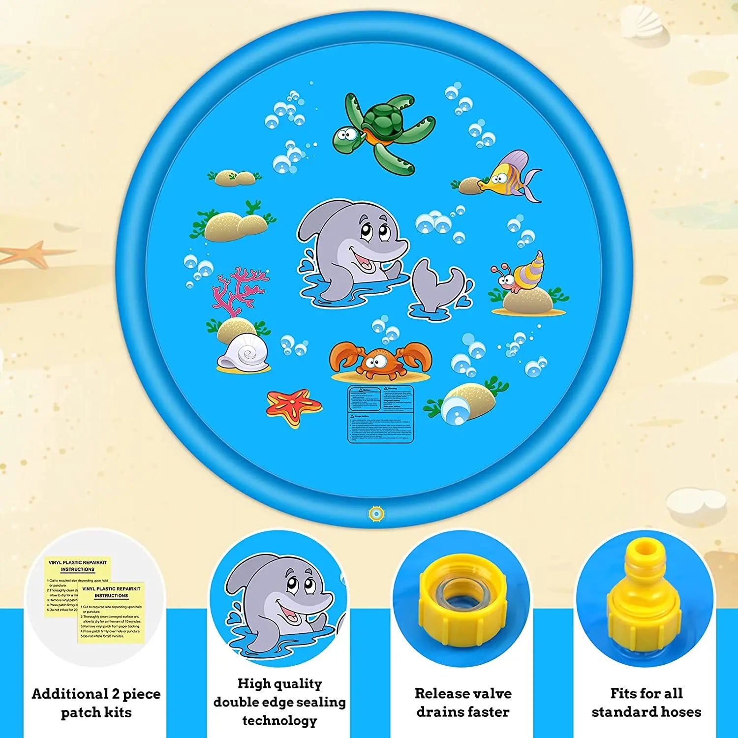 PVC Dolphin Spray Pad Outdoor Children's Water Fountain Summer Children's Interactive Toy Qme