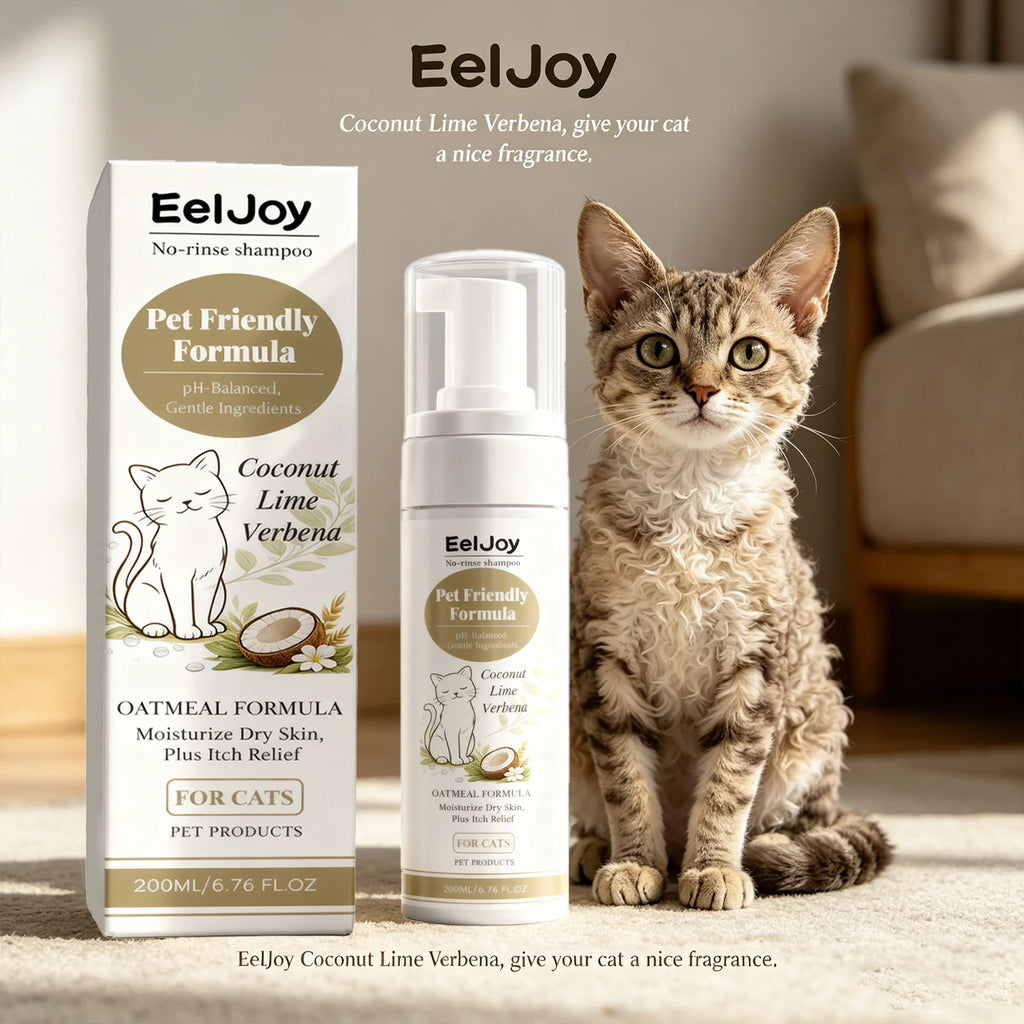 Fragrant Cat Shampoo Moisturizing Remove Dirt Reduce Odors Control Oil Relieve Itching No-Rinse Hypoallergenic Cat Shampoo Foam Qme
