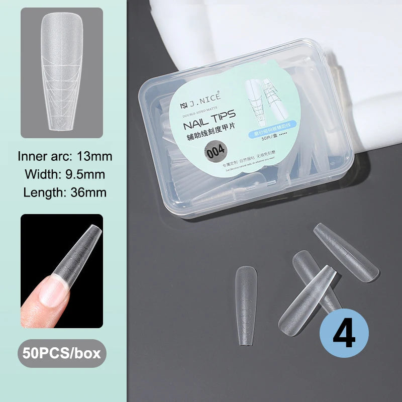 Fake Nails Long Trapezoid Auxiliary Lines Box Acrylic Finger UV Gel Qme 4
