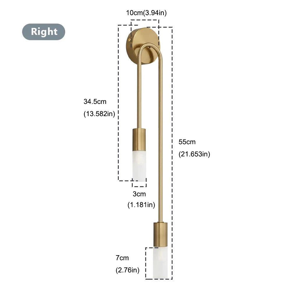 LED Golden Black Light Luxury Wall Lamp Living Room Nordic Modern Minimalist Creative Background Wall Corridor Bedroom Bedside Qme Gold Right