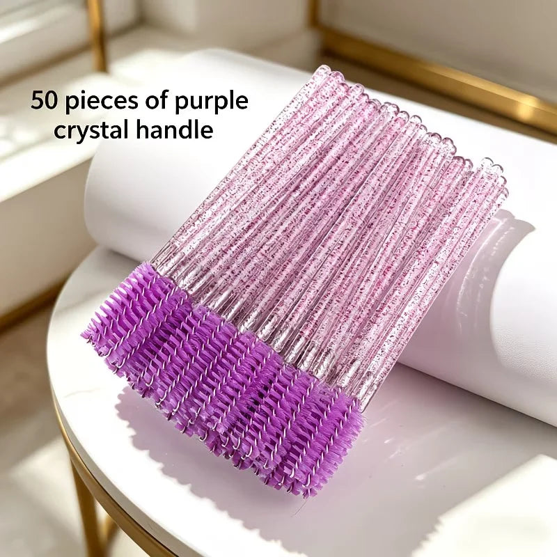 50-piece Crystal Eyelash Brushes Extension Mascara Professional Qme purple