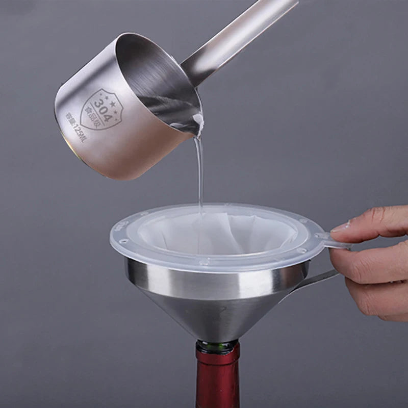 100/120/200/300/400/450 Mesh Nylon Filter Stainless Steel Funnel For Fruit Milk Traditional Chinese Medicine Oil White Wine Qme