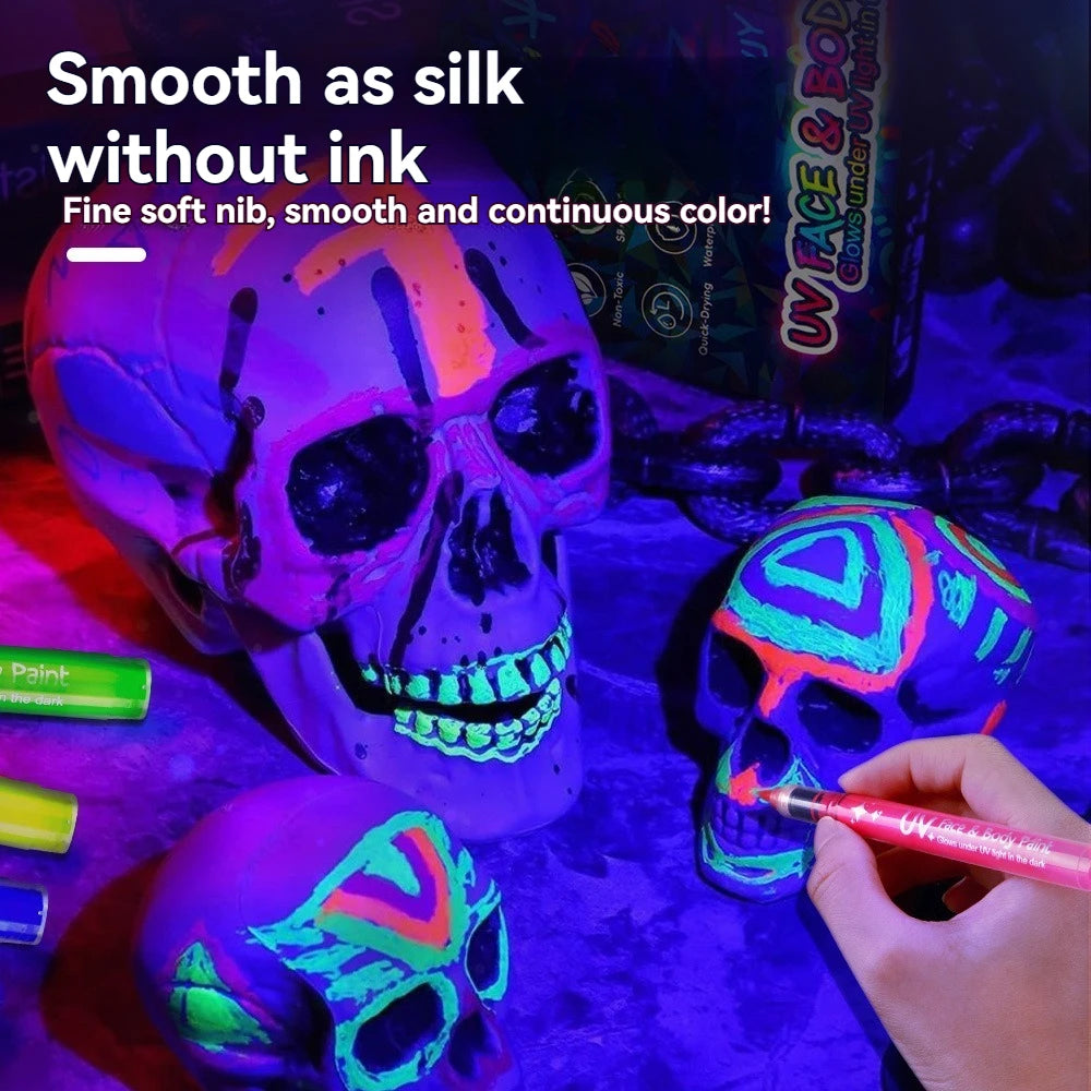 8/12/18 Colors Colorful Luminous Pen Set Human Face Paint Pen Student Children Painting Fluorescent Marker Glow-in-the-dark Pen Qme