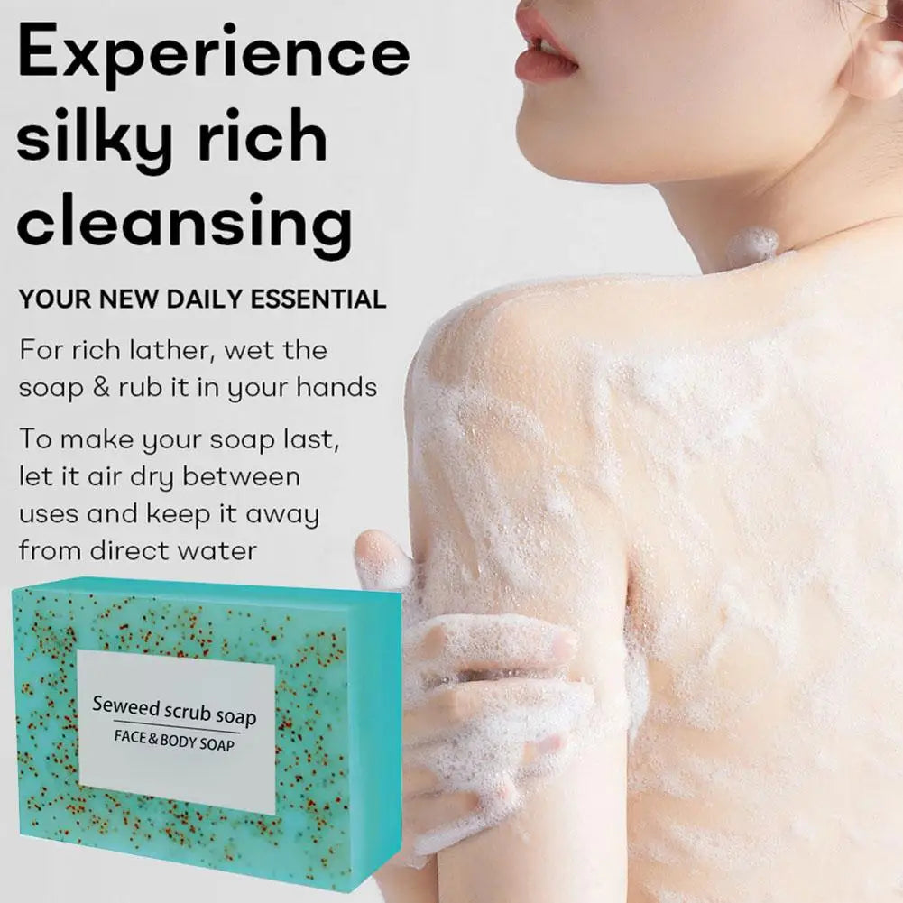 Scrub Soap Bars Men Women Seaweed Particle Cleaning Polishing Qme
