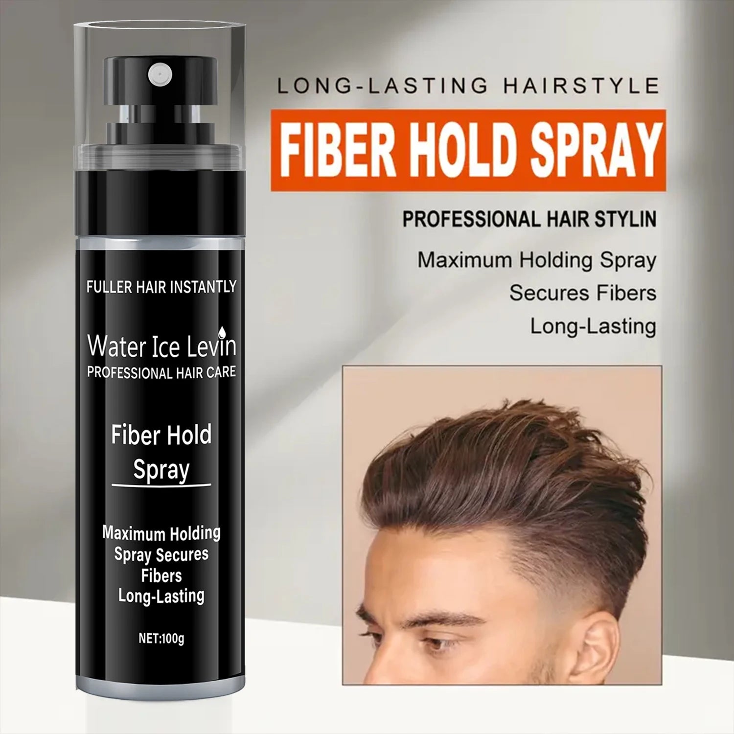 Fiber Spray, 100 ml - Easy to Use, Long-Lasting Volume and Texture, Suitable for All Hair Types, with a Natural and Full Appearance Qme