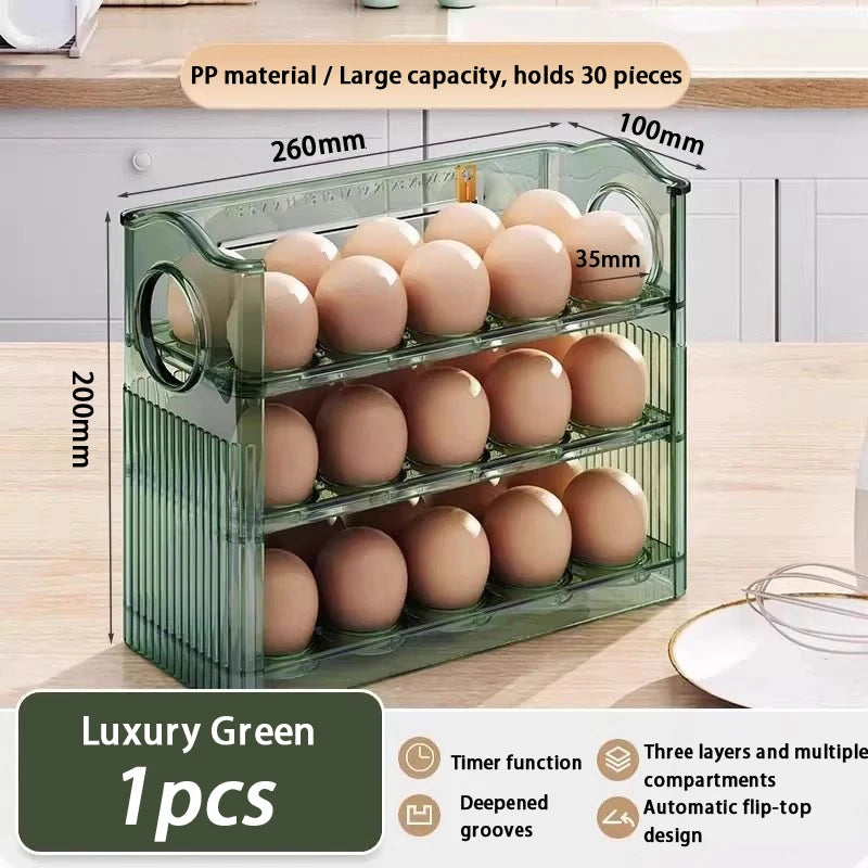 Kitchen Large Capacity Egg Fridge Storage Box Portable Multi-layer Qme A