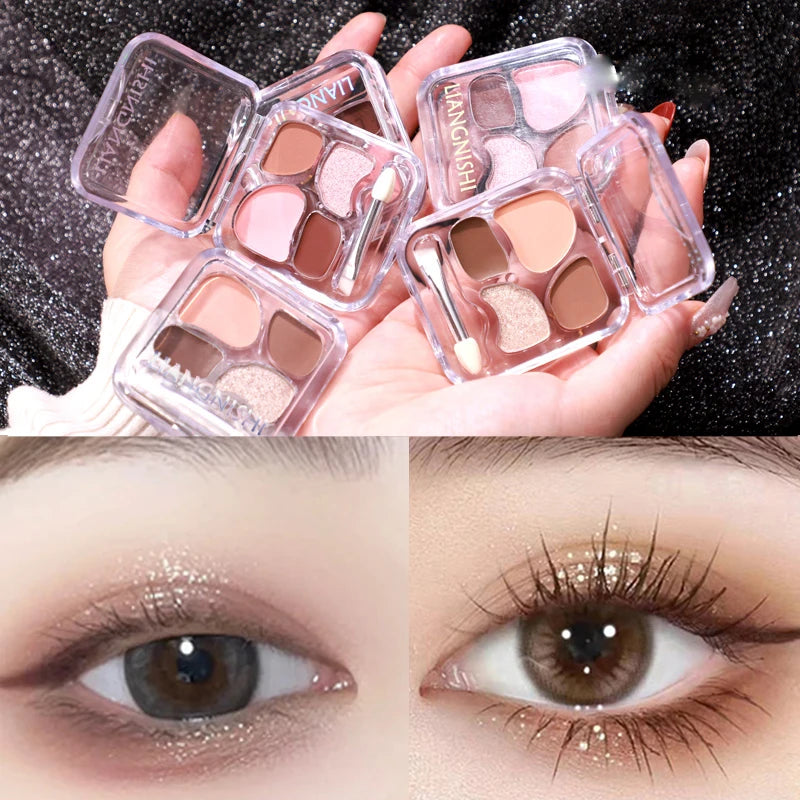 4-color Eye Shadow Plate Waterproof Sweat Proof Energetic Glitter Qme