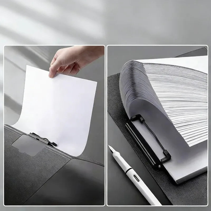 A4 Foldable Clipboard 360 Double Metal Clips Horizontal Vertical Pen Qme