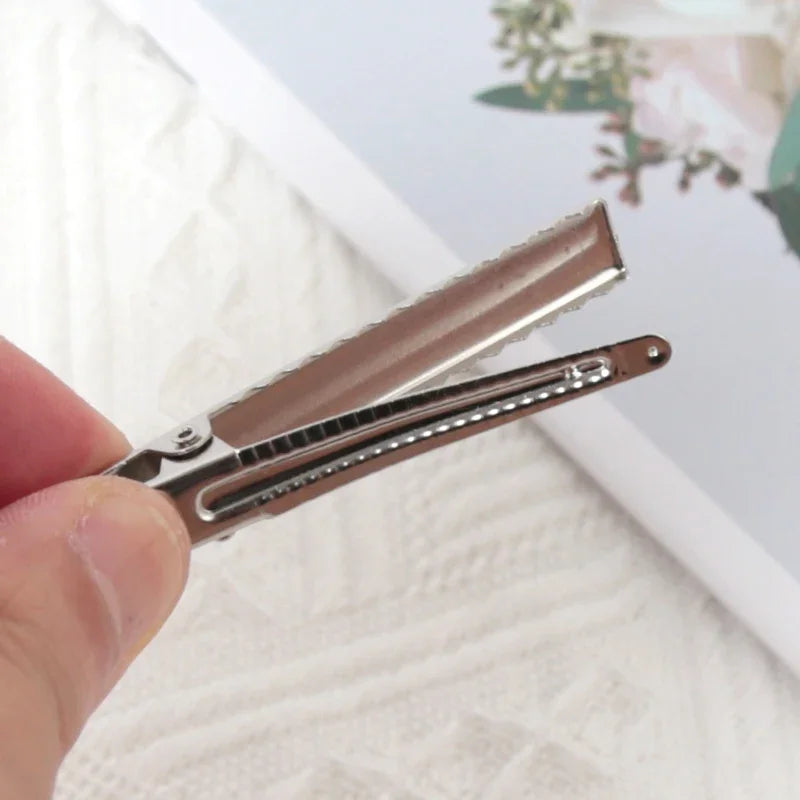 Metal Alligator Hair Clips Duckbill Blank Setting Base DIY Women Qme