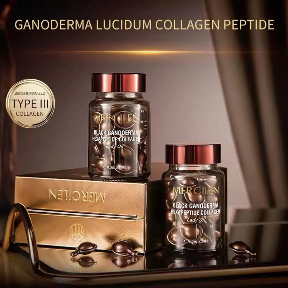 Black Ganoderma Collagen Ampoules , Tender Skin Hydrating Eye Cream Nourishing And Hydrating Facial Essence 30pcs Qme