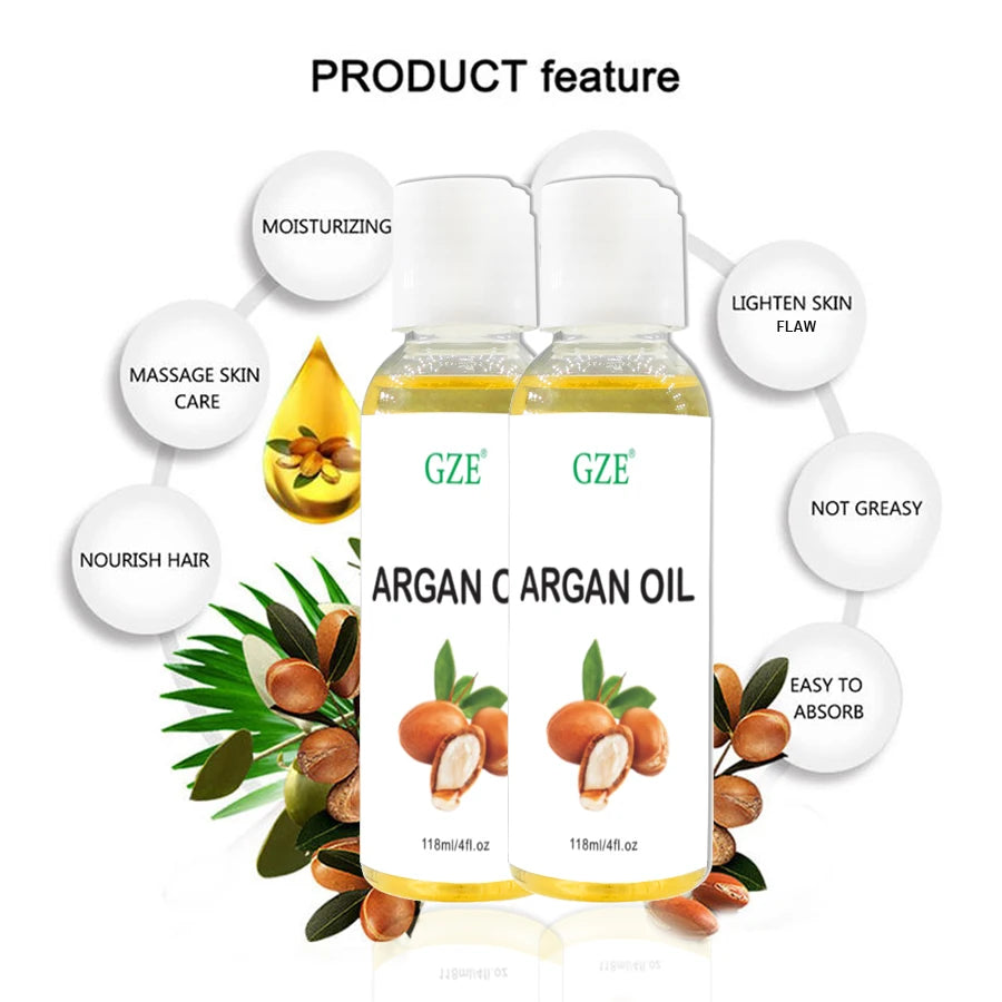 GZE Organic Moroccan Argan Oil Pure Cold Pressed Virgin Premium Grade Moisturizer for Dry, Damaged Skin, Hair, Face, Body, Scalp Qme