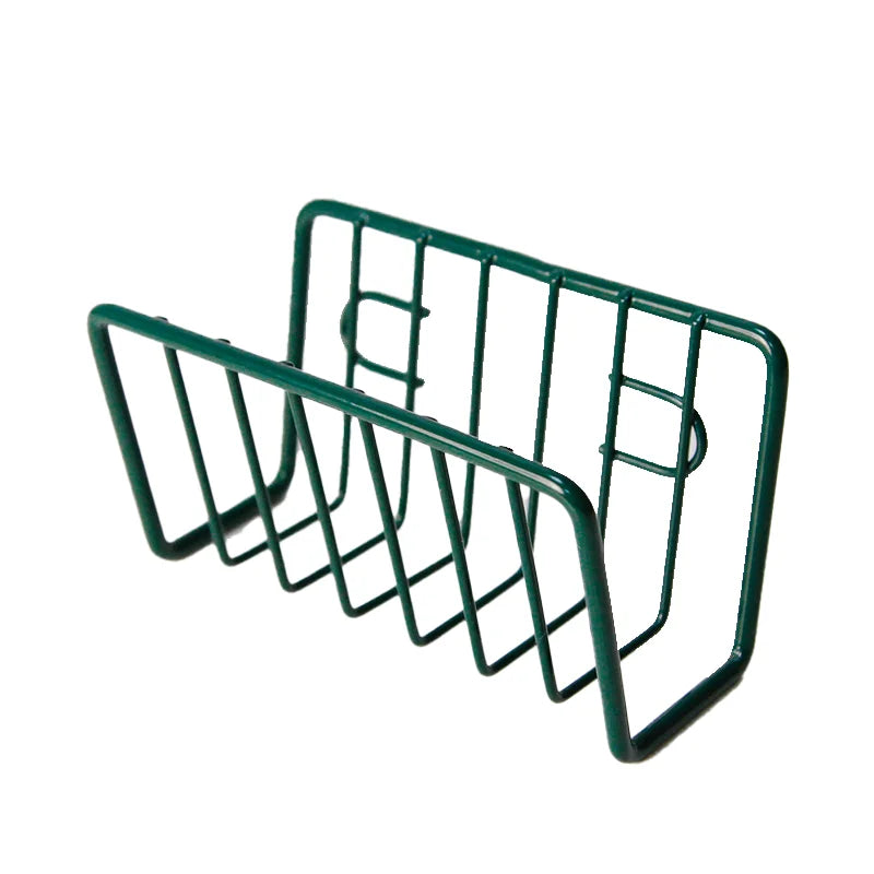 No-Drill Iron Sponge Holder Rack - Over Sink Draining Shelf, Wall-Mounted Kitchen Organizer for Dish Scrubber & Soap Dispenser Qme Green