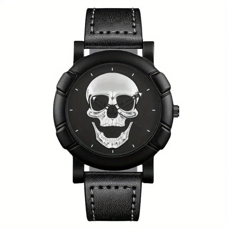 Fashion Mens 3D Skull Casual Quartz Wristwatch, Sports Watch Qme Bronze No