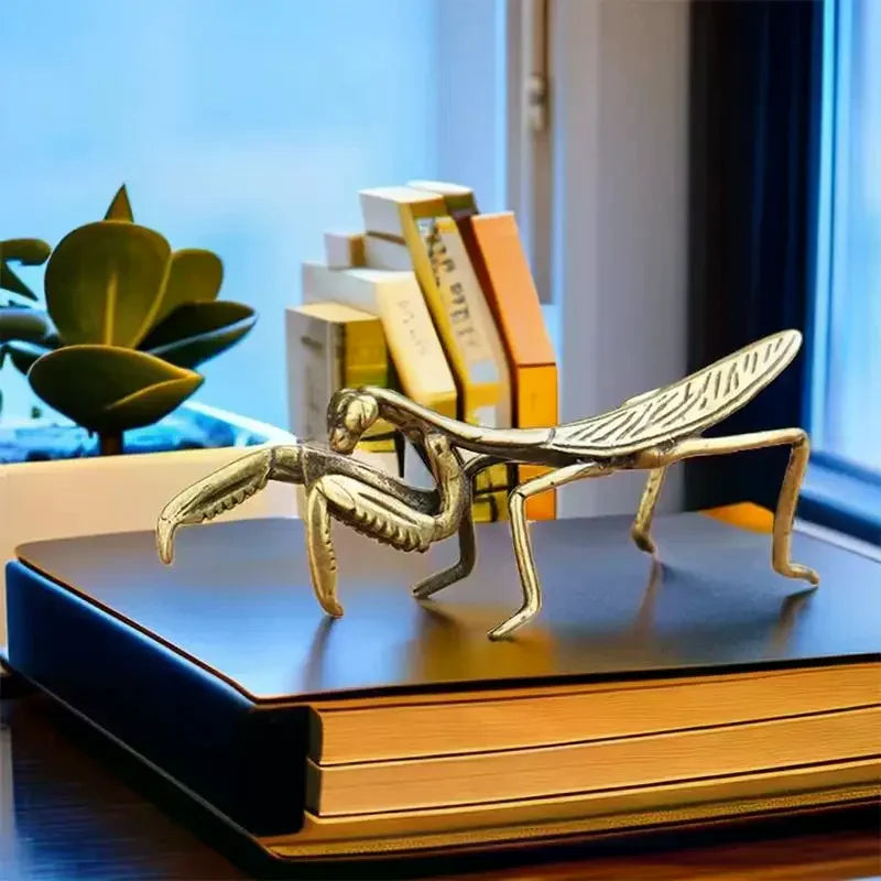 Copper Mantis Miniature Ornament Vintage Flower Pot Decoration Decorative Craft Accessories Tea Pet Antique Qme