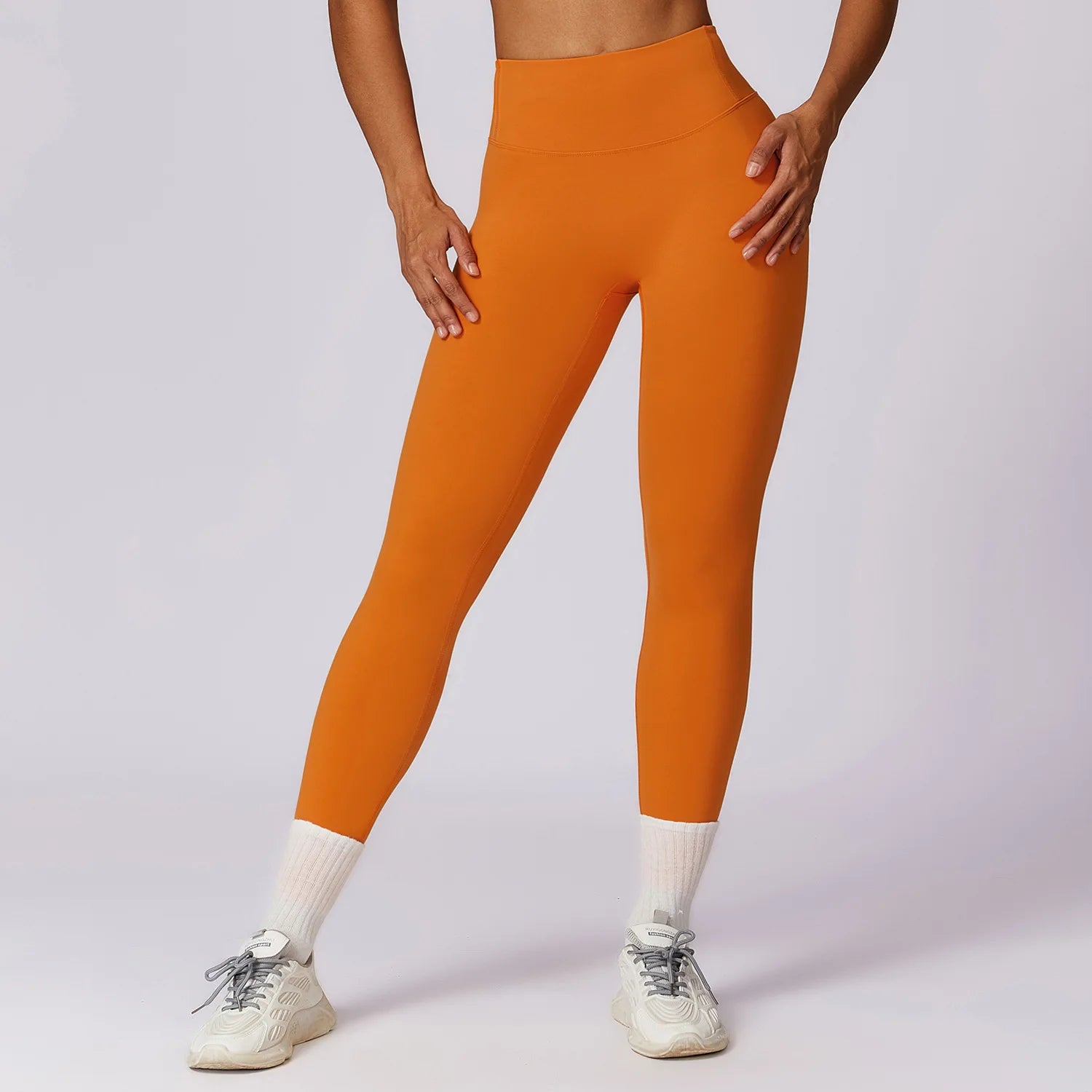 A Seamless Gym Leggings Women Yoga Pants Sexy High Waist Booty Lifting Leggings Pants Women Sports Clothing Fitness Wear Qme Earl Orange 14XL