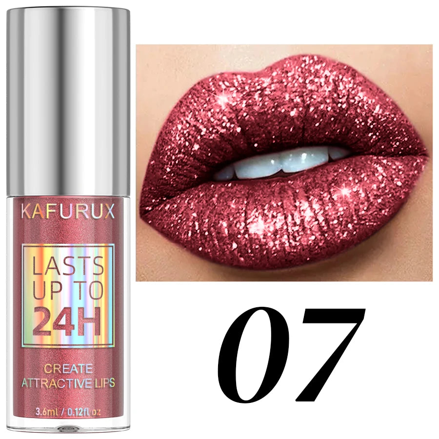 20 Matte Shiny Glitter Liquid Lipstick Lip Gloss Diamond Makeup Qme 07