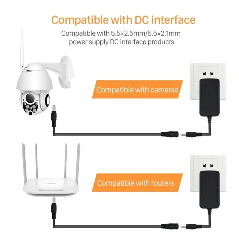 3PCS DC Power Cable Video Power Extension Cord 5.5*2.1mm Power Video Connection Extension Lead Qme