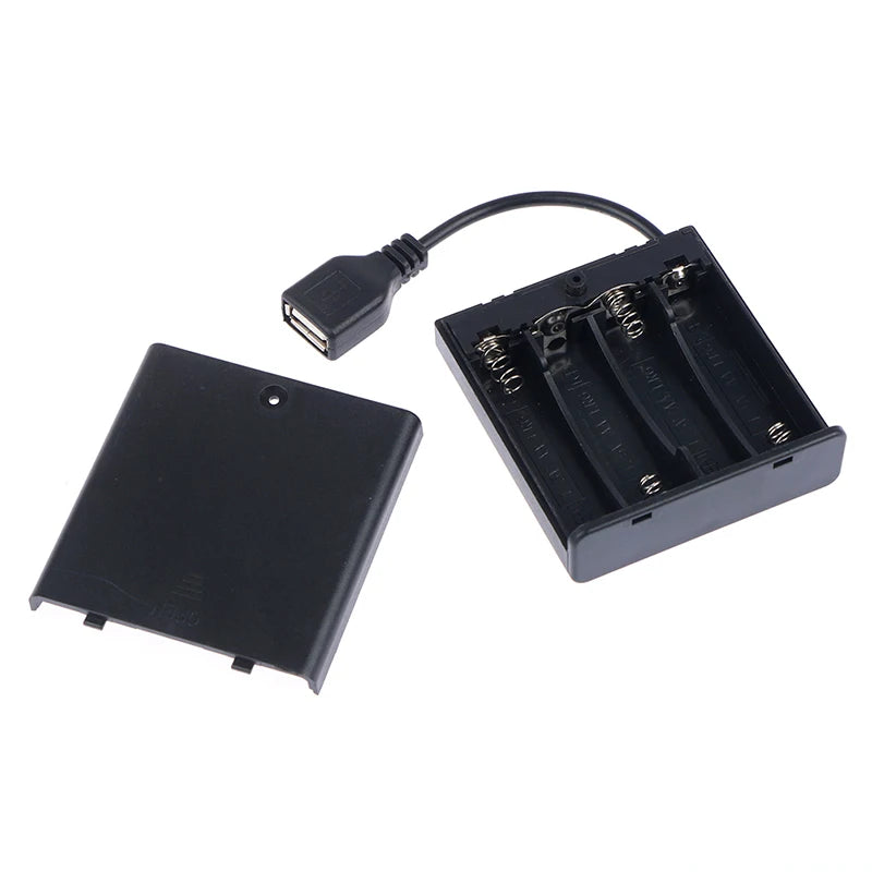4 X AA USB Battery Box for 5V LED Strip Lights USB Mini Power Supply. Qme