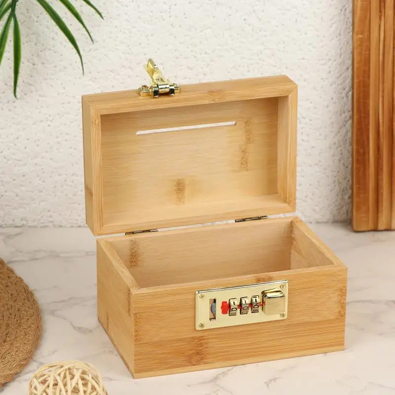 Decorative Secure Lock Home Storage Gadget Safe Anti-theft Wooden Qme