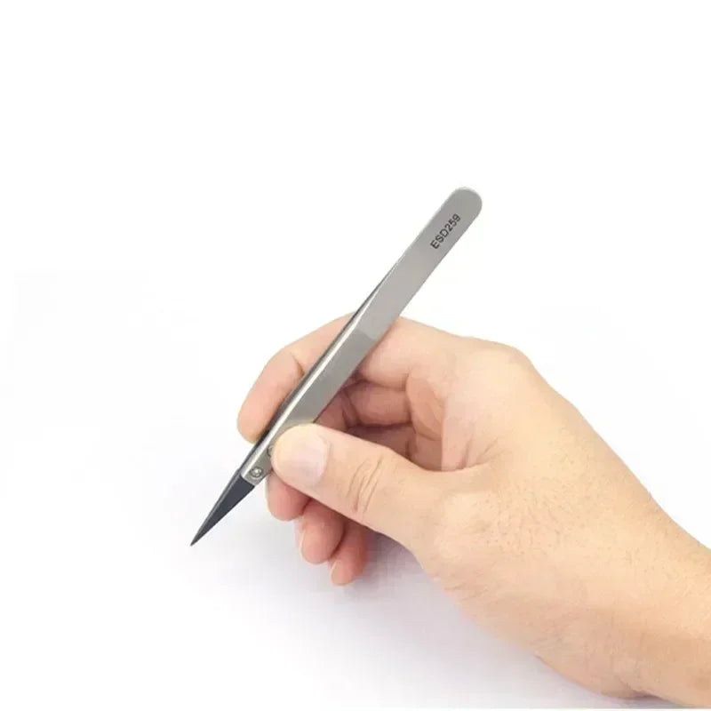 1-6PC Watch Hands Installation Work Tweezers Straight Elbow Handle Stainless Antistatic Plastic Tweezers ESD-259 ESD-259A ESD-7A Qme