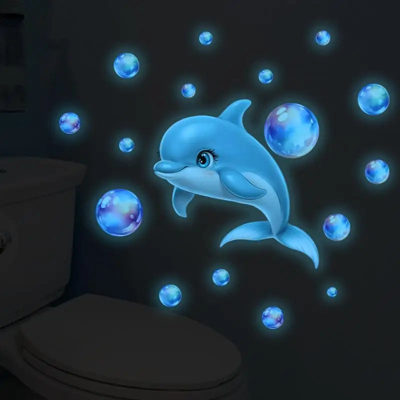 Bathroom Luminous Toilet Sticker Night Light Pink Chrysanthemum Toilet Seat Cover Sticker Self-Adhesive Beautify Home Decor Qme style 8