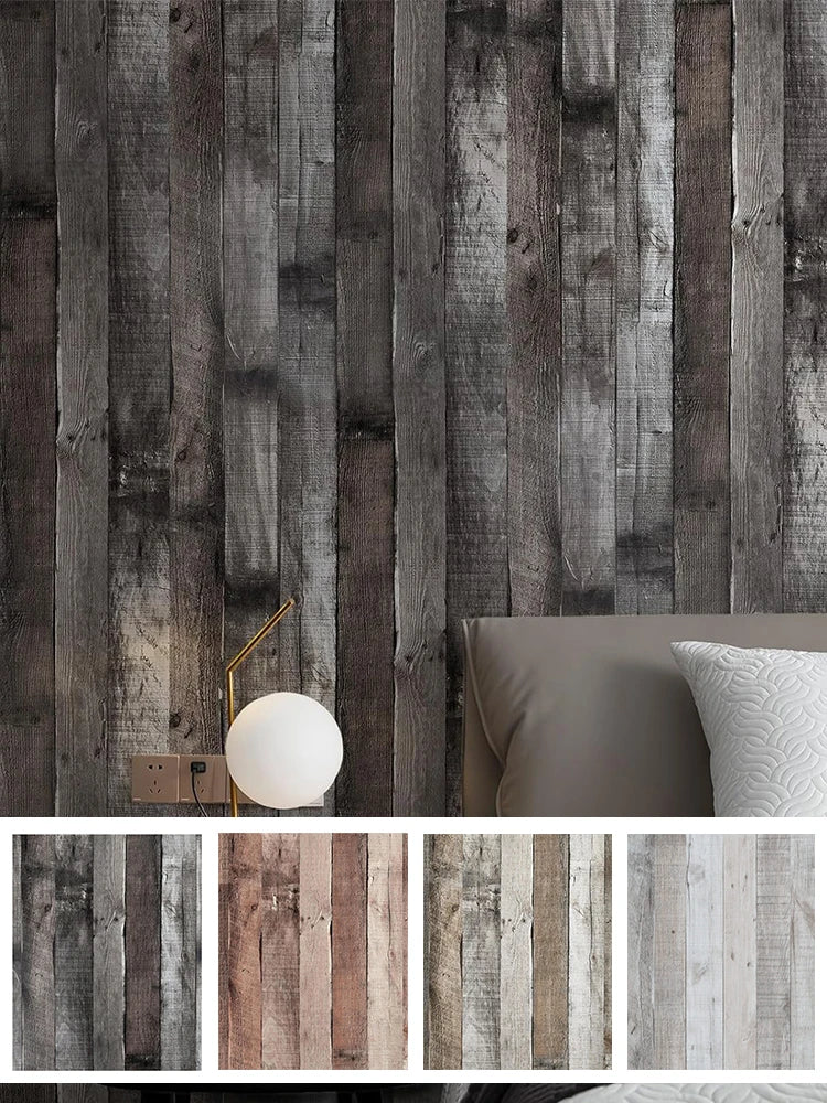 Vintage Self Adhesive Wood Wallpaper Natural Wood-dark Grey Contact Qme