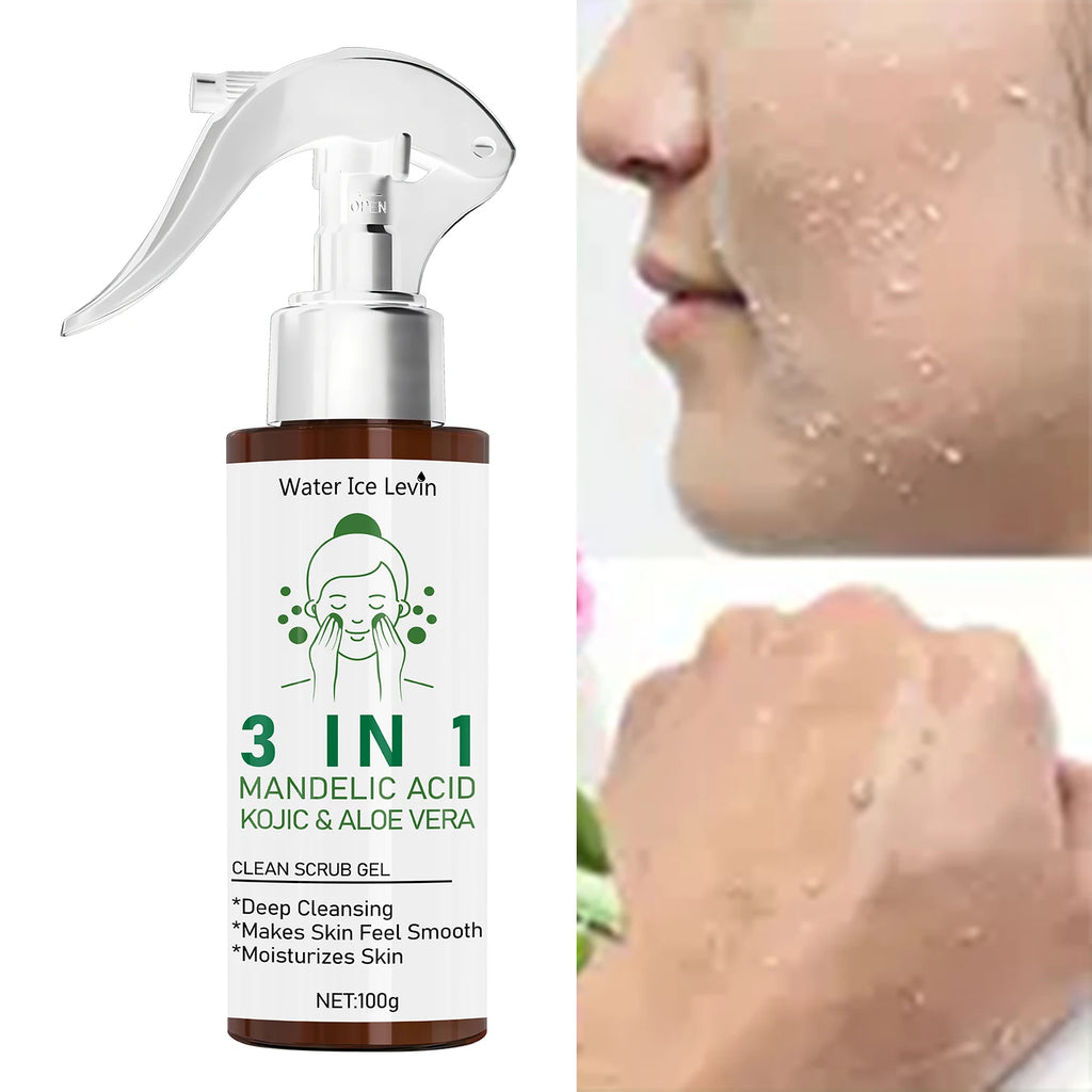 3 in 1 Mandelic Acid & Kojic Clean Scrub Gel with Aloe Vera - Deep Cleansing & Moisturizing for Smooth, Confident Skin Qme