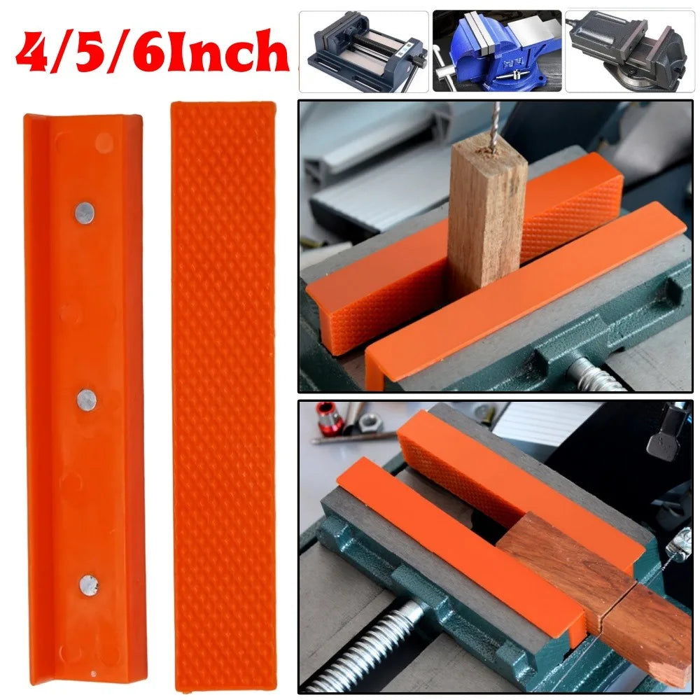 2Pcs 4/5/6 Inch Magnetic Soft Pad Jaw Plain Grooves Soft Nylon Bench Jaw Fixing Protection Pads For Metal Bench Machine Tools Qme