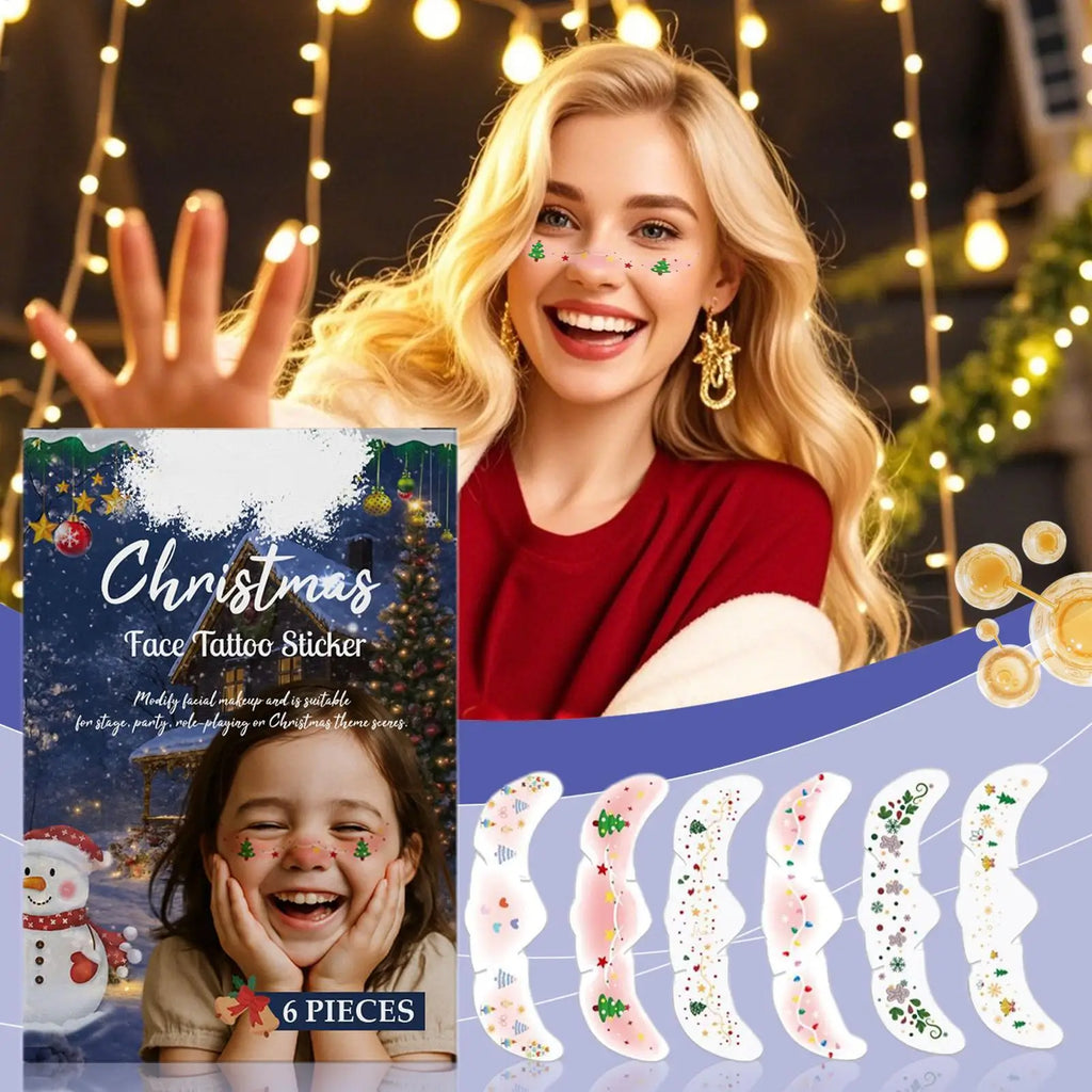 6pcs Christmas Tattoo Makeup Patches Fake Freckles Temporary Tattoo Stickers Face Tattoos Glittering Star Freckle Stickers Qme